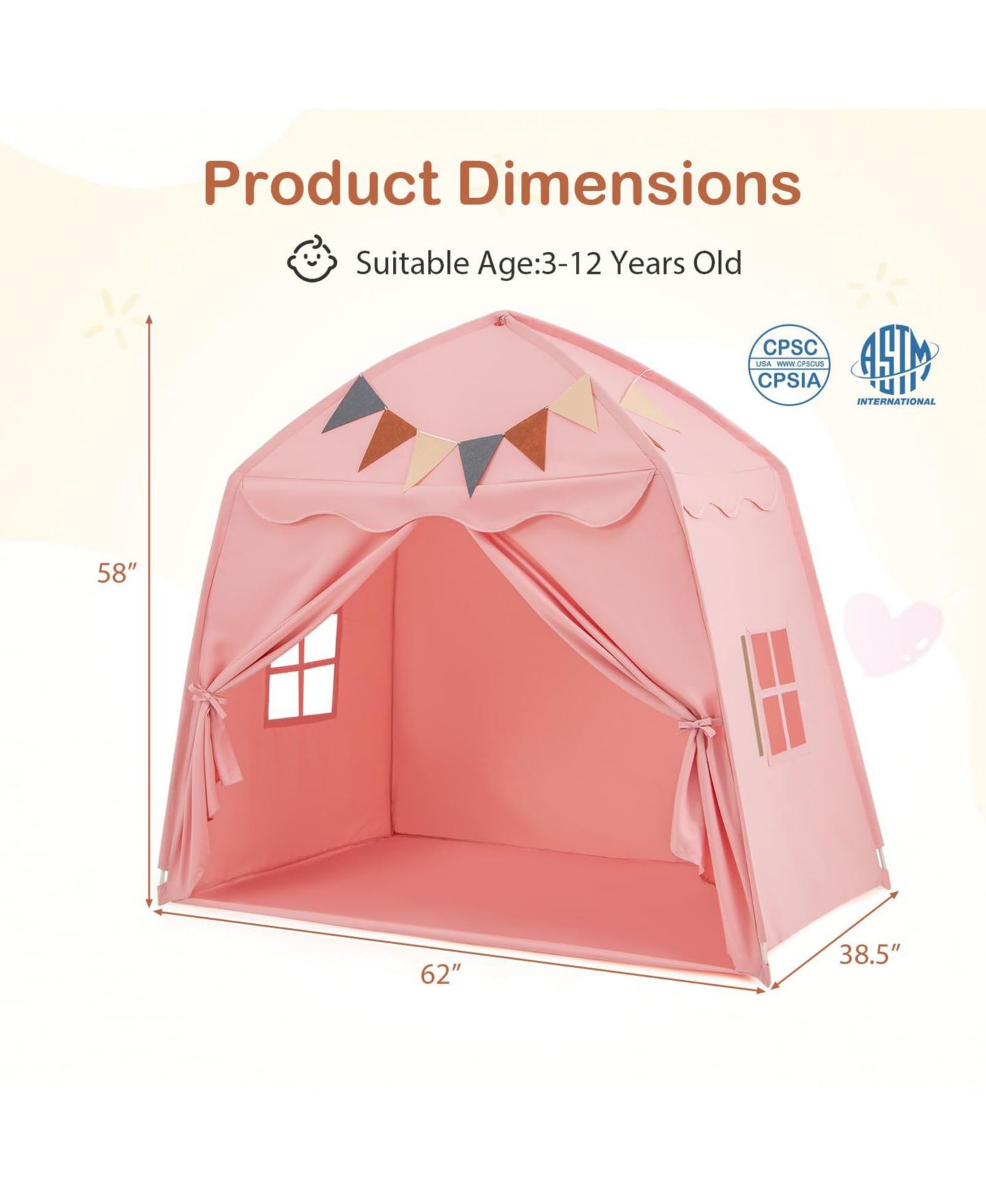 Детская игрушка Mecale String Lights Extra Large Play Tent, Ages 3+, цвет: Розовый — фото 2