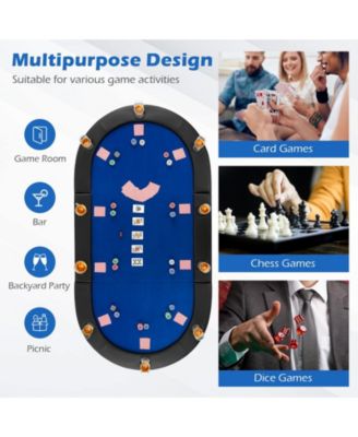 Portable 84 x 42 Inch 10-Player Foldable Padded Poker Table Top
