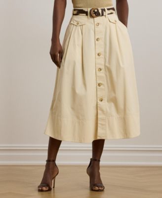 Women's Button-Front Micro-Sanded Twill Skirt