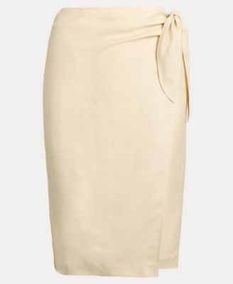 Women's Linen-Blend Twill Wrap Skirt