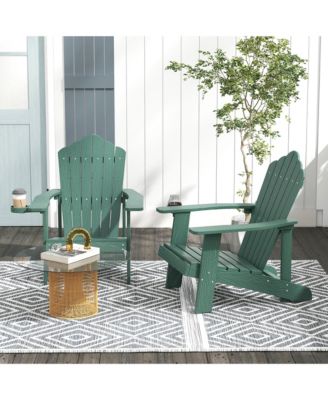 Patio HIPS Outdoor Weather Resistant Slatted Chair Adirondack Chair w/ Cup Holder
