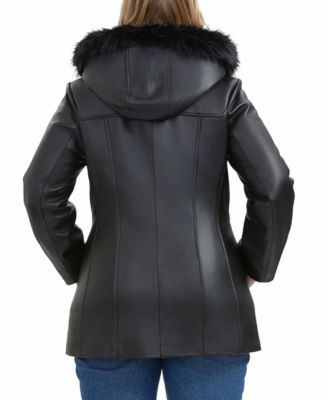 Plus Size Flora Leather Toggle Coat