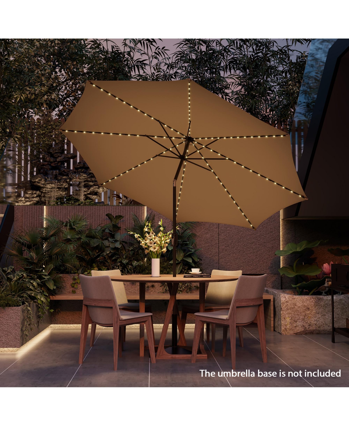 Gymax 10FT Solar Patio Umbrella 112 Led Lighted Outdoor Table Market
