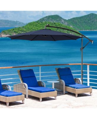 10 FT Offset Patio Umbrella Solar Powered Cantilever Umbrella w/ 112 LED Lights