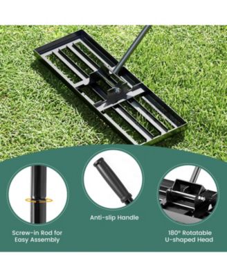 30 x 10 Inch Lawn Leveling Rake with Ergonomic Handle-Black