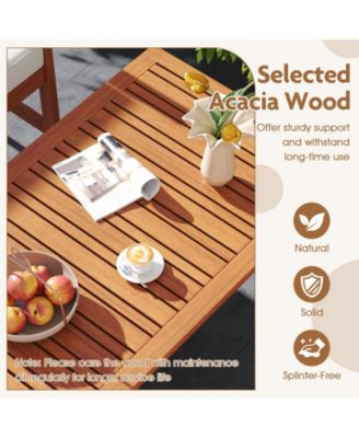 4 Pieces Acacia Wood Furniture Set with Seat Cushions and Robust Wood Frame