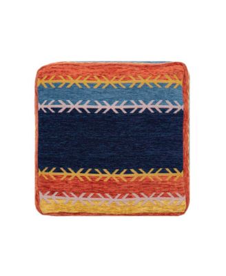 18" Multicolored Polyester Blend Ottoman