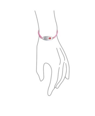 Medical ID Bracelet with Pink Braided Cord and Stainless Steel Clasp