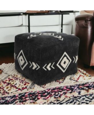 18" Black 100% Cotton Ottoman