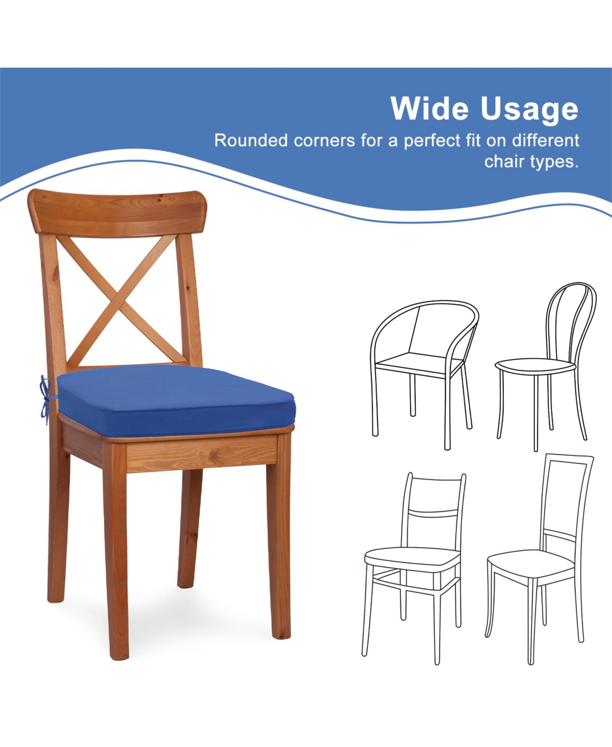 Aoodor Outdoor Chair Cushion W21''xD21''Soft and Fade-resistant Polyester, Invisible Zipper for Easy Cleaning, Two Sets of Ties High Adaptability,