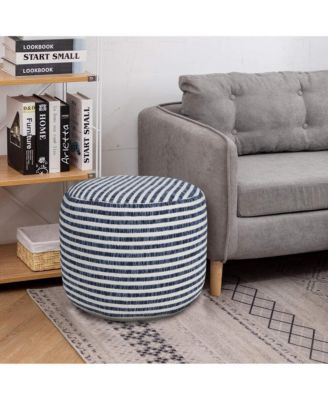 Upholstered Cotton Ottoman for Bedroom Accent and Lounge Seating