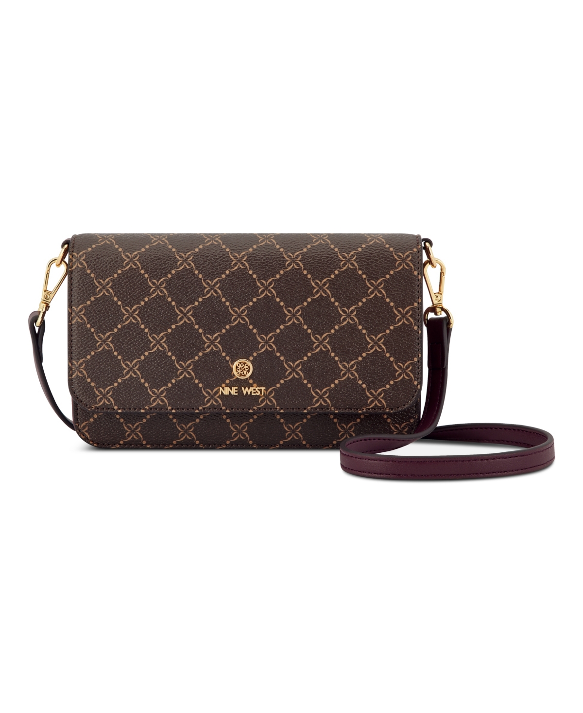 Lockup 9S Phone Crossbody Wallet - Dark Brown Logo Boysenberry