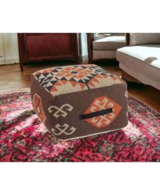 Cotton Pouf Ottoman for Living Room Footrest and Decorative Accent