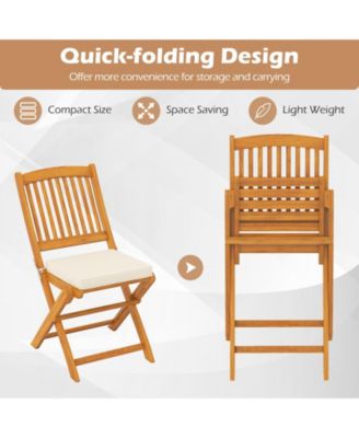 Outdoor Folding Chairs with Seat Cushions Set of 2