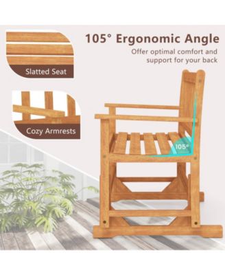 2-Person Outdoor Acacia Wood Glider Bench Patio Swing Rocking Loveseat