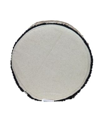 Jute Round Abstract Ottoman for Living Room and Bedroom Seating