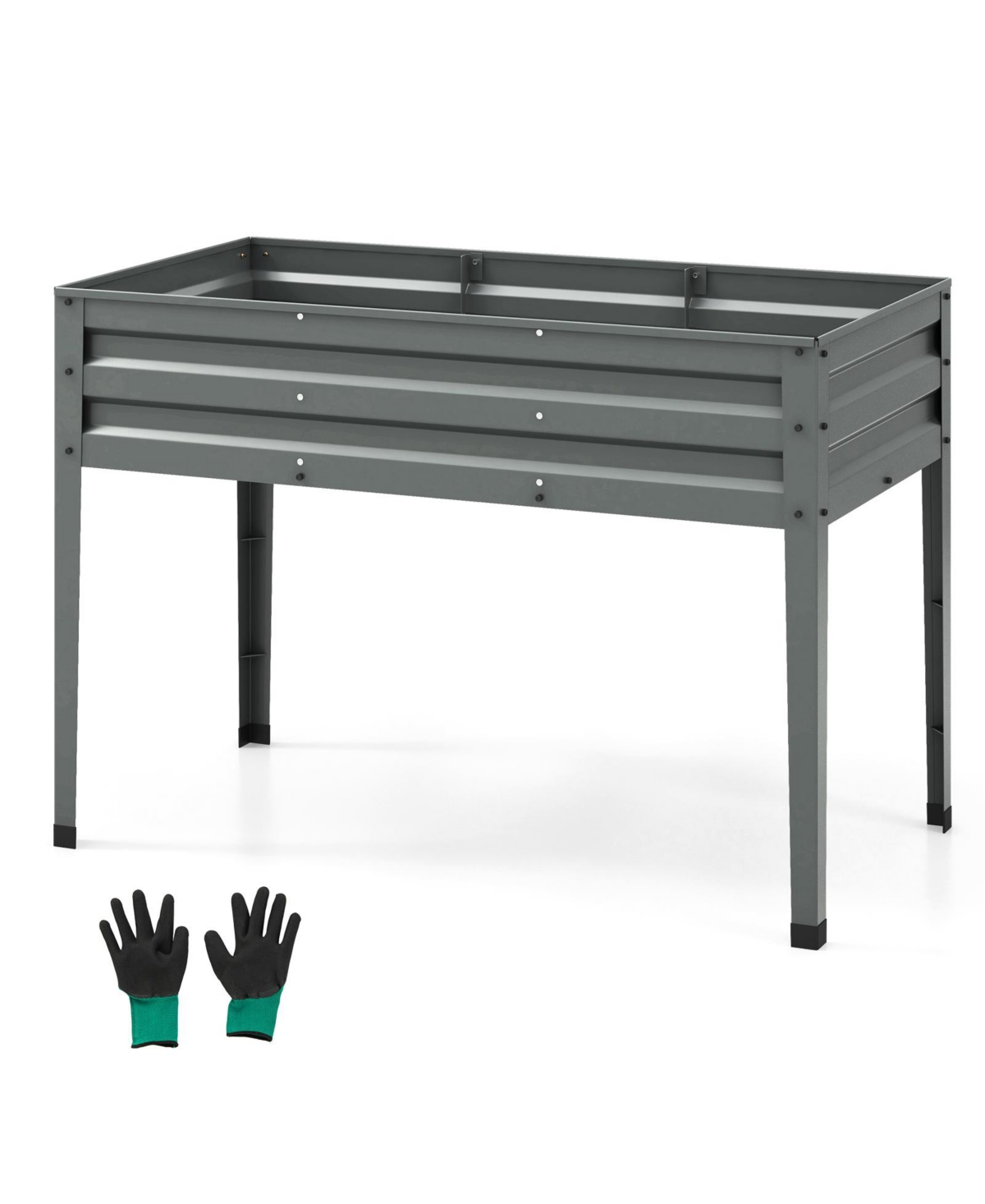 Galvanized Raised Garden Bed Elevated Planter Box with Legs and Drainage Hole-Gray - Grey
