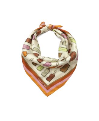 Hangtag Print Silk Bandana Scarf