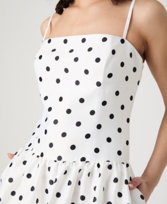 Women's Strappy Polka Dot Midi Dress