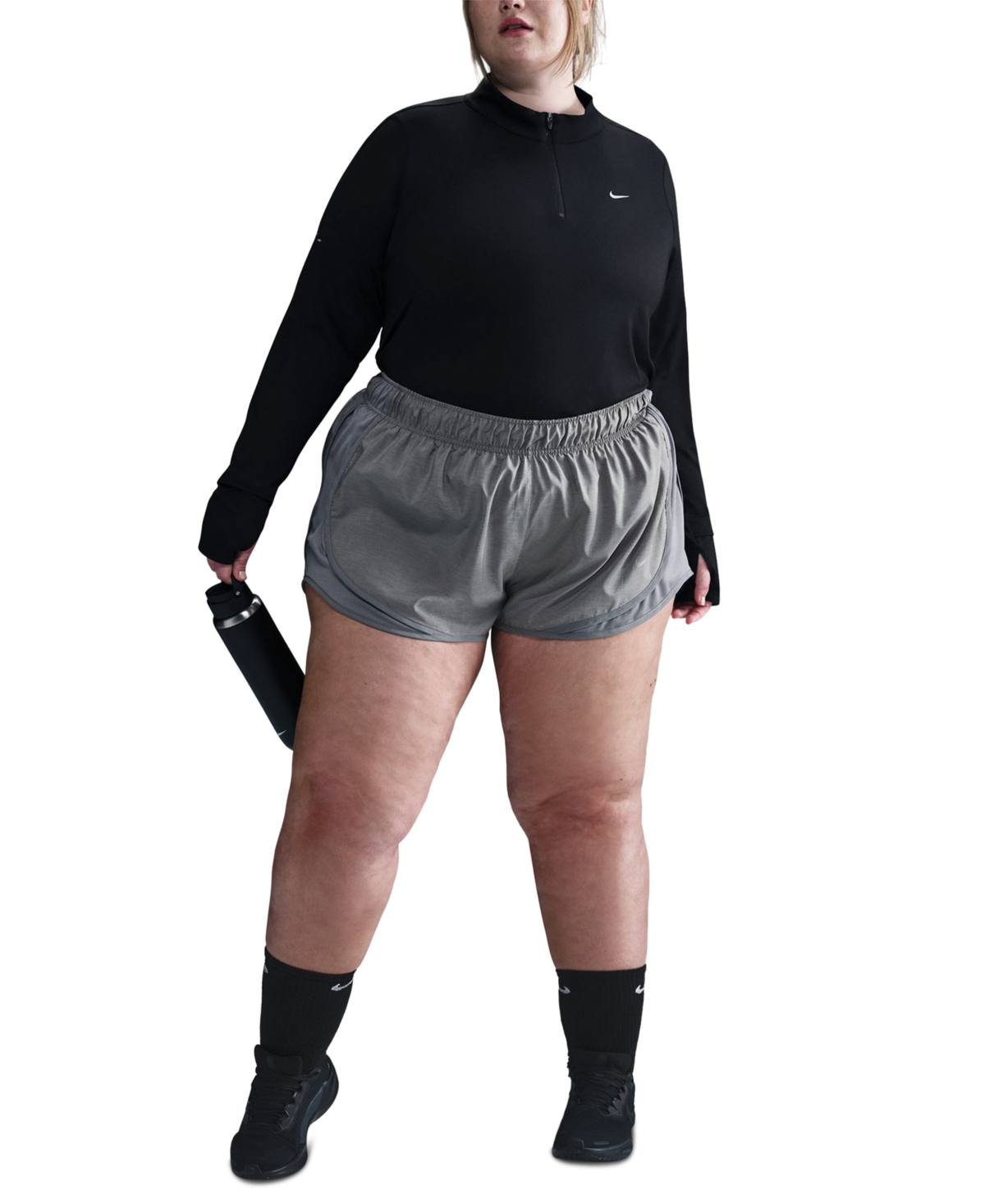 Nike Plus Size Tempo Dri-fit Mid-rise 3" Brief-lined Running Shorts In Gray
