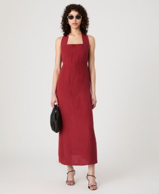 Women's Birdie Linen-Blend Halter-Neck Midi Dress