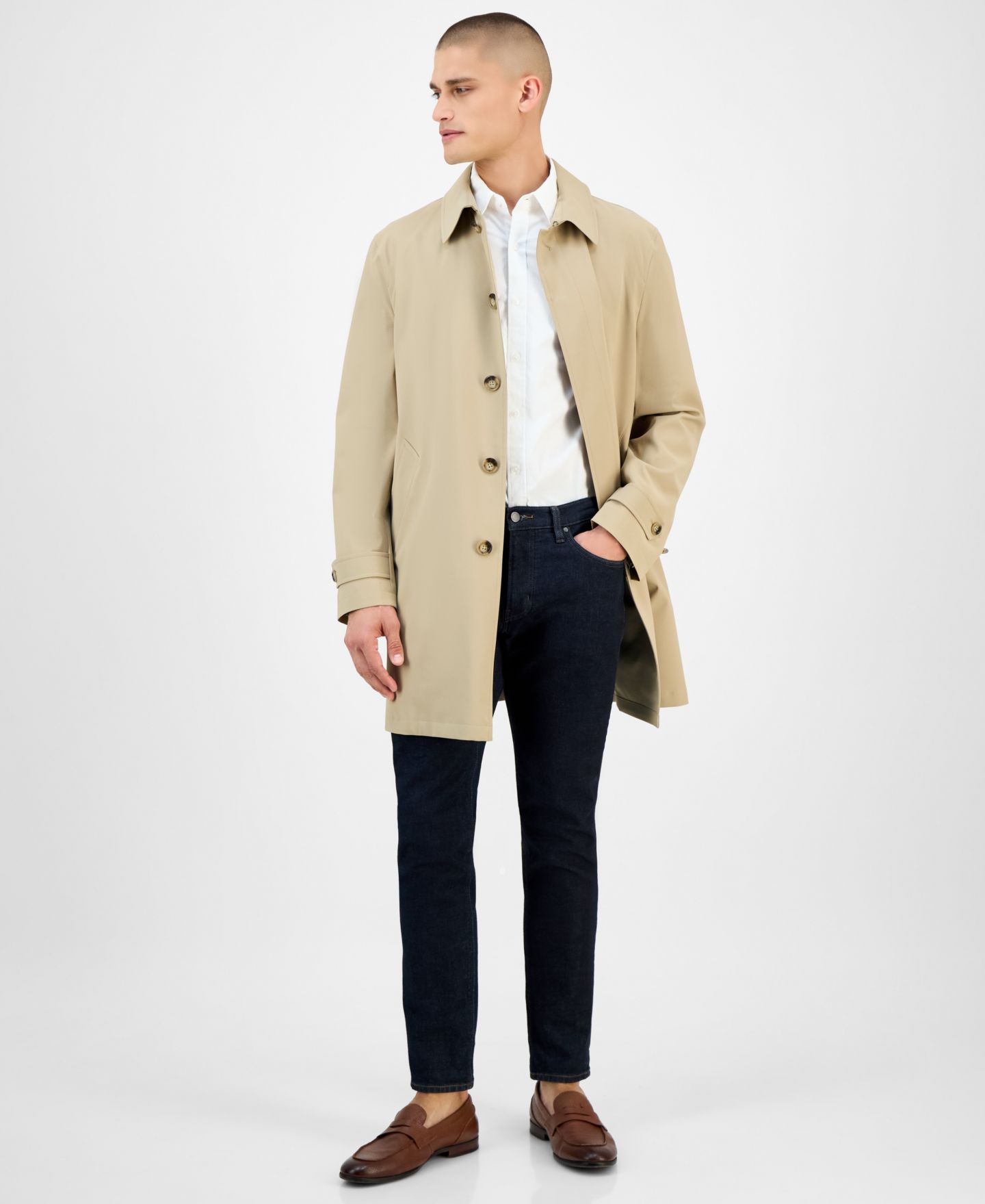 Мужские куртки Michael Kors Classic-Fit Raincoat, цвет: Бежевый — фото 2