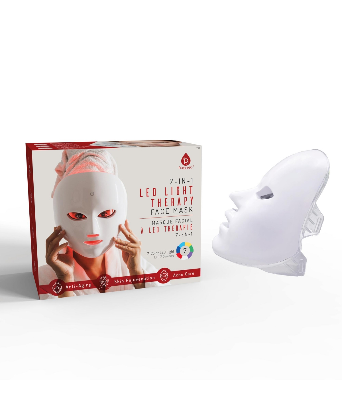 7-in-1 Led Light Therapy Face Mask Advanced Skincare at Home - White