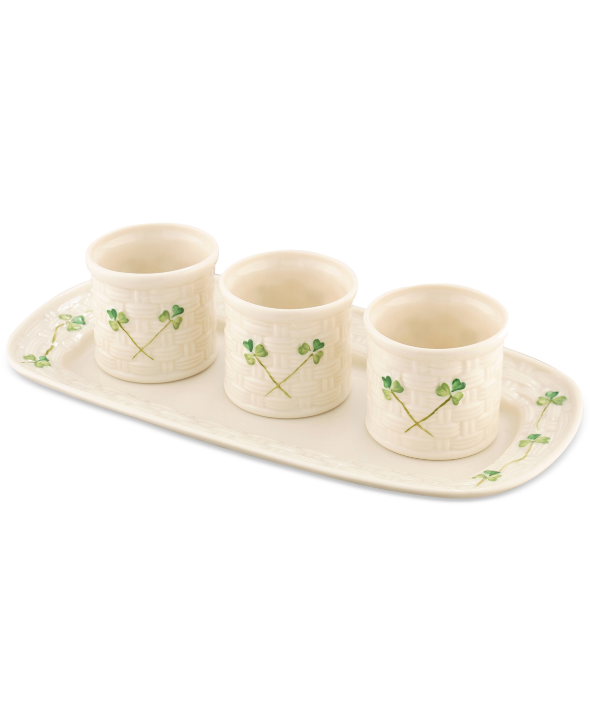Belleek Pottery Shamrock Dip Bowls, 4 Pieces