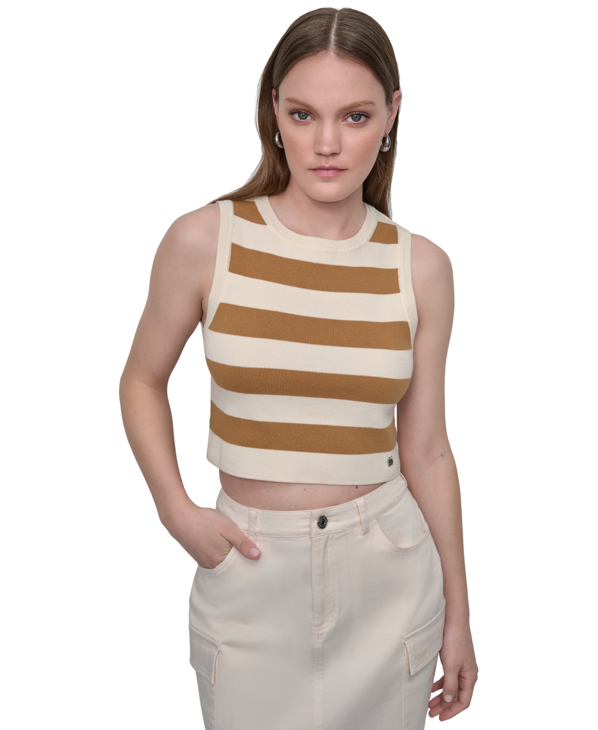 DKNY JEANS WOMEN'S CROPPED SLEEVELESS SWEATER 