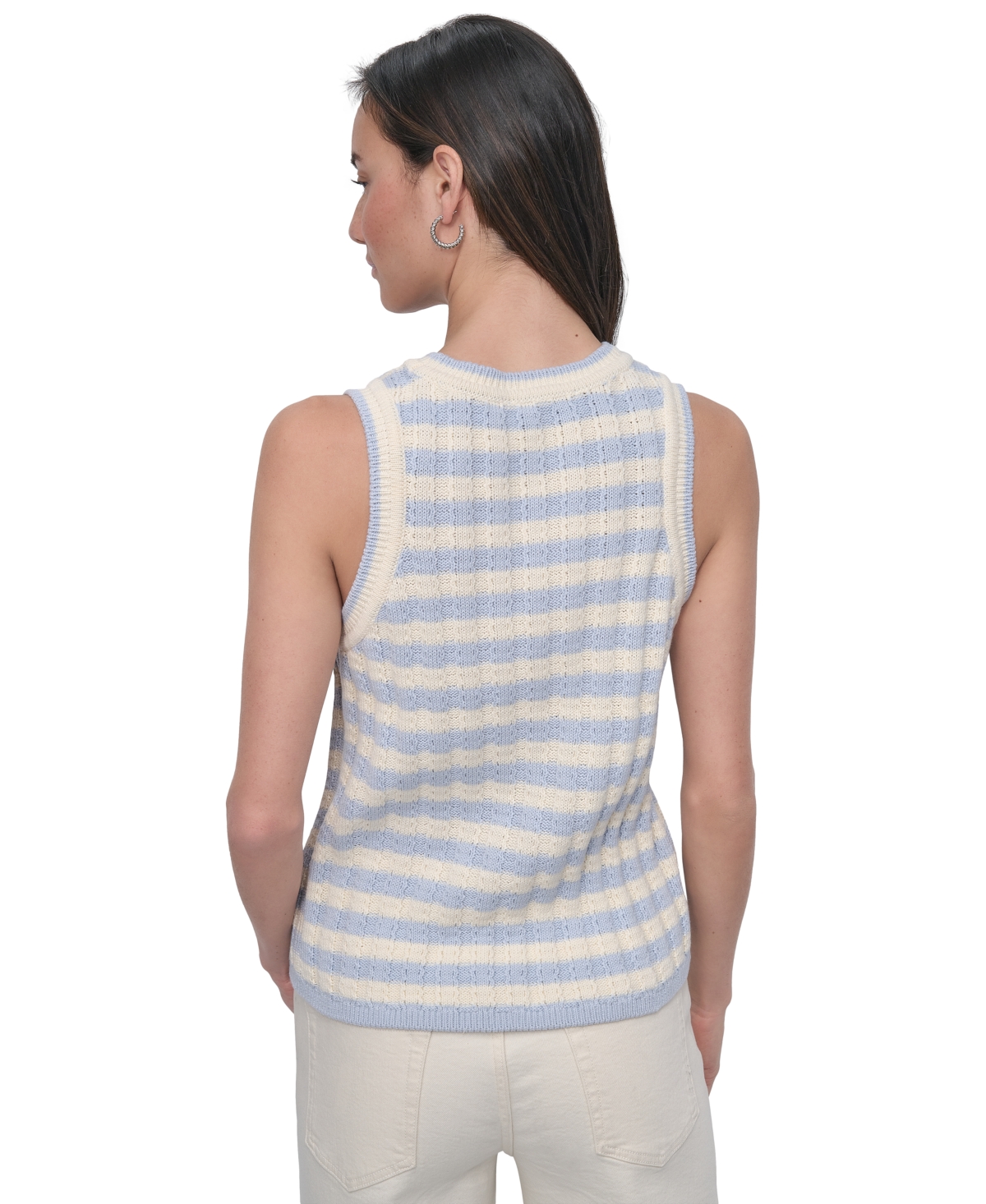 Shop Dkny Jeans Women's Ribbed Striped Crewneck Tank Top