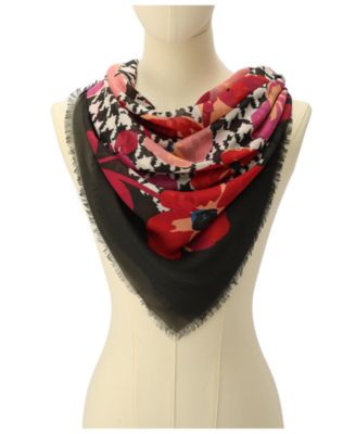 Women's Houndstooth Poppies Modal Square Scarf