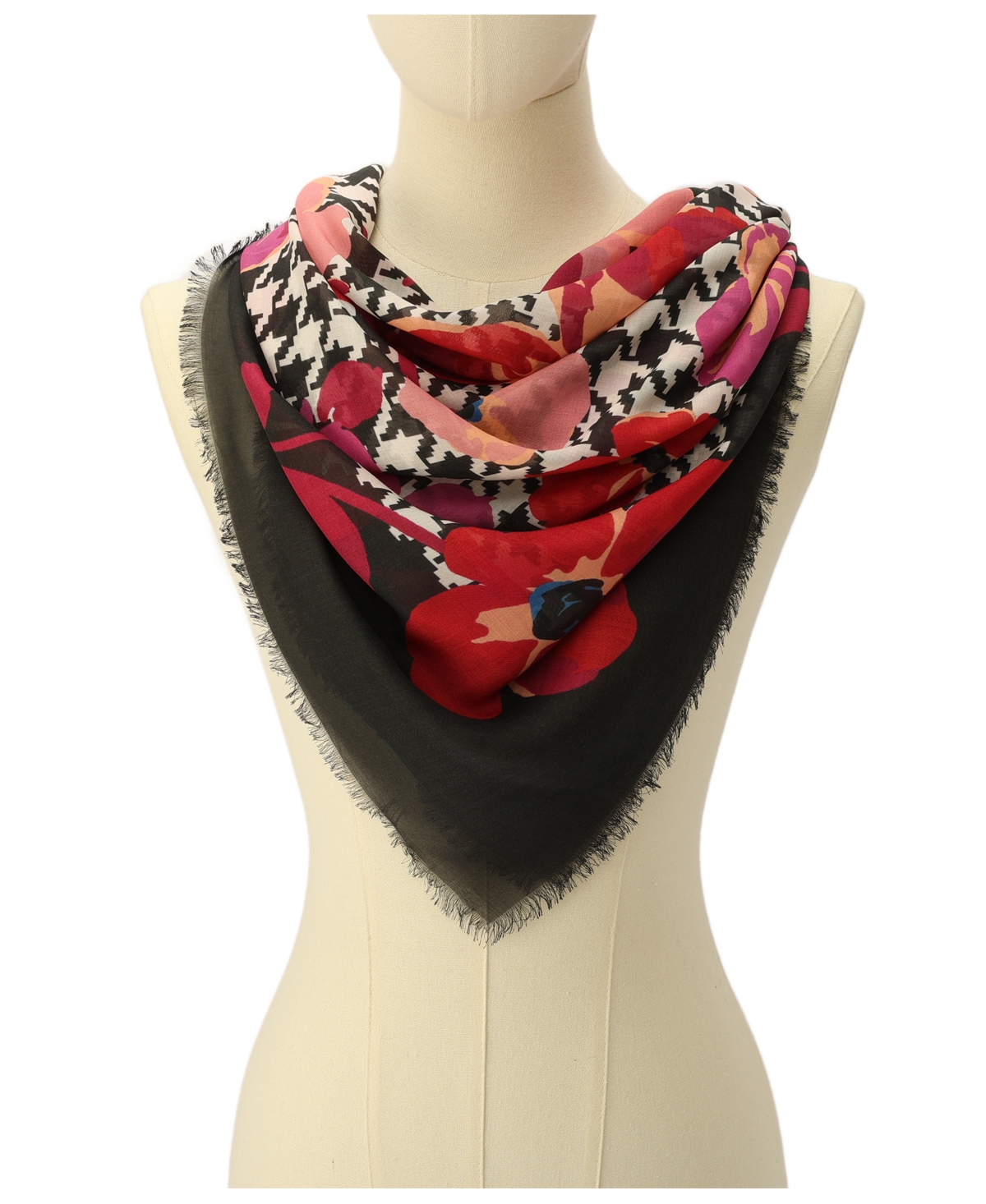 Shop Kate Spade Women's Houndstooth Poppies Modal Square Scarf