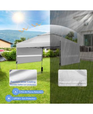 10 x 17.6 Feet Outdoor Instant Pop-up Canopy Tent with Dual Half Awnings-White