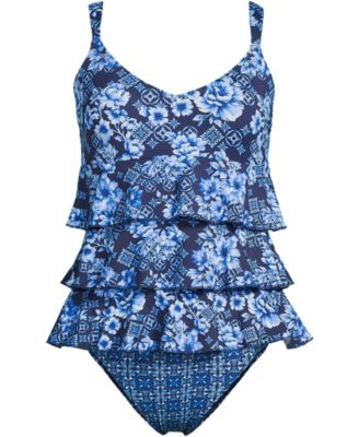 Women's Long Torso Ruffle Fauxkini One Piece Swimsuit