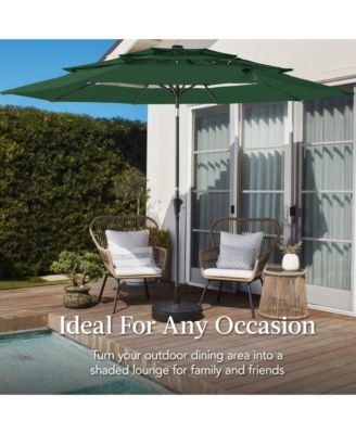10ft 3-Tier Patio Umbrella, Market Sun Shade w/ Tilt Adjustment, Easy Crank