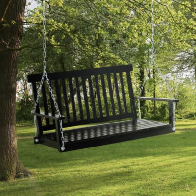 8.25 in. Outdoor Acacia Wood Porch Swing with 8 Feet Chains
