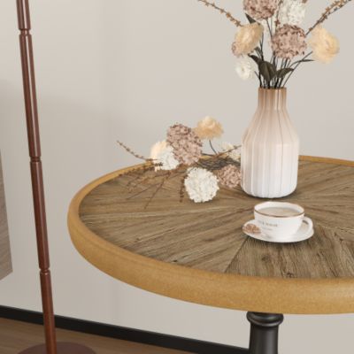 19.9inch Wooden End Table Retro Side Table Round French Country Accent Coffee Table for Living Room