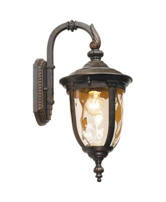 Bellagio Vintage Outdoor Wall Light Fixtures Set of 2 Veranda Bronze Downbridge 16 1/2" Champagne Hammered Glass for Post Exterior