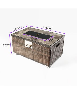 Outdoor Fire Table  Propane  Fire Pit Rattan gas fire table, gas fire table with tile tabletop