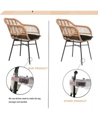 3 Pieces Of Luxury Outdoor Wicker Furniture ,Patio Bistro Style Table And Chair Combination,Weather-resistant PE Wicker Weave
