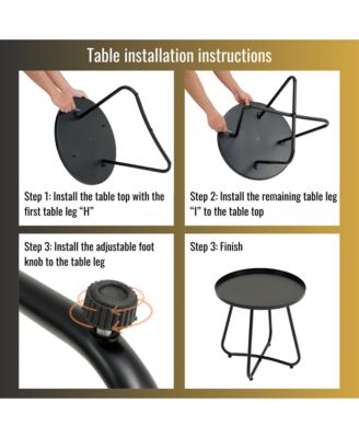 Patio Furniture Set 3 Piece Mixture Pattern PE Rattan Steel Frame And Modern Round Table