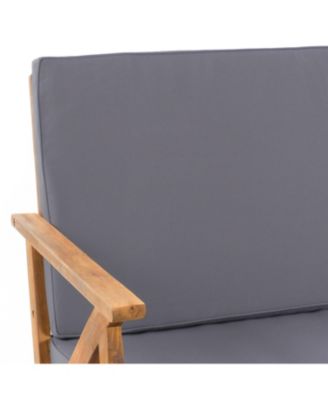 4-Piece Wood Patio Conversation Set with Gray Cushions