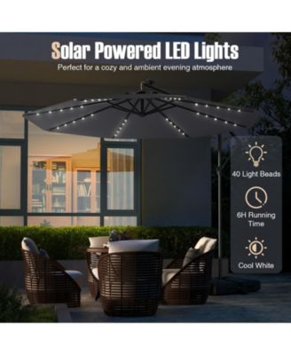 10 Ft Patio Umbrella Offset Cantilever Umbrella with 40 Solar Powered Lights