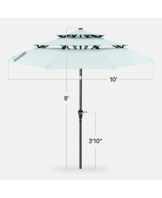 10ft 3-Tier Patio Umbrella, Market Sun Shade w/ Tilt Adjustment, Easy Crank