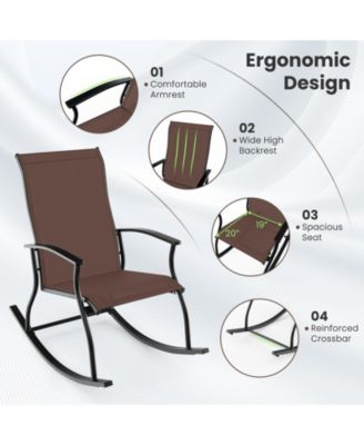 2 Pieces Outdoor Rocking Chairs with Breathable Backrest