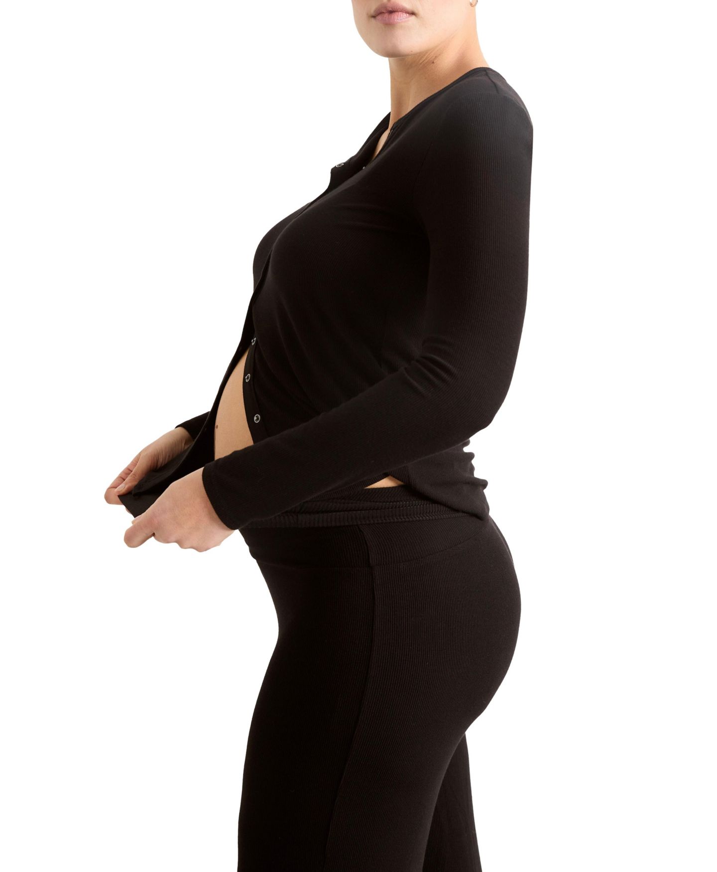 Женские брюки HATCH Collection Maternity The Softest Rib Over/Under the Bump Lounge Pant, цвет: Чёрный — фото 2
