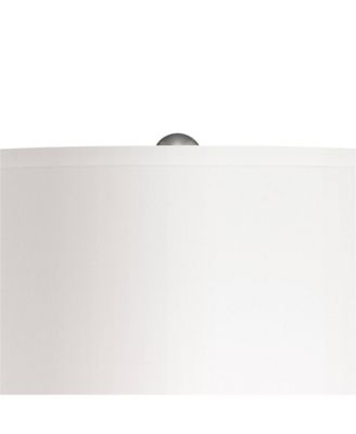 32" Tall Gourd Large Modern End Table Lamps Set of 2 Silver Brushed Steel Finish Metal Living Room Bedroom