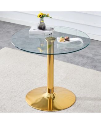 35" Glass Top Round Dining Table - Gold Legs