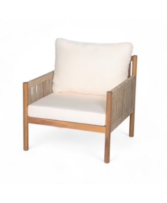 Streamdale Woven Outdoor Lounge Chairs - Wood Frame & Cushions (Set of 2)