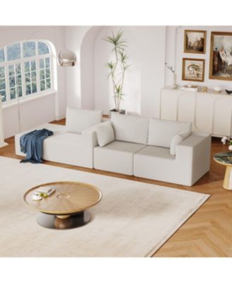 Corduroy Sectional Sofa with Chaise Lounge